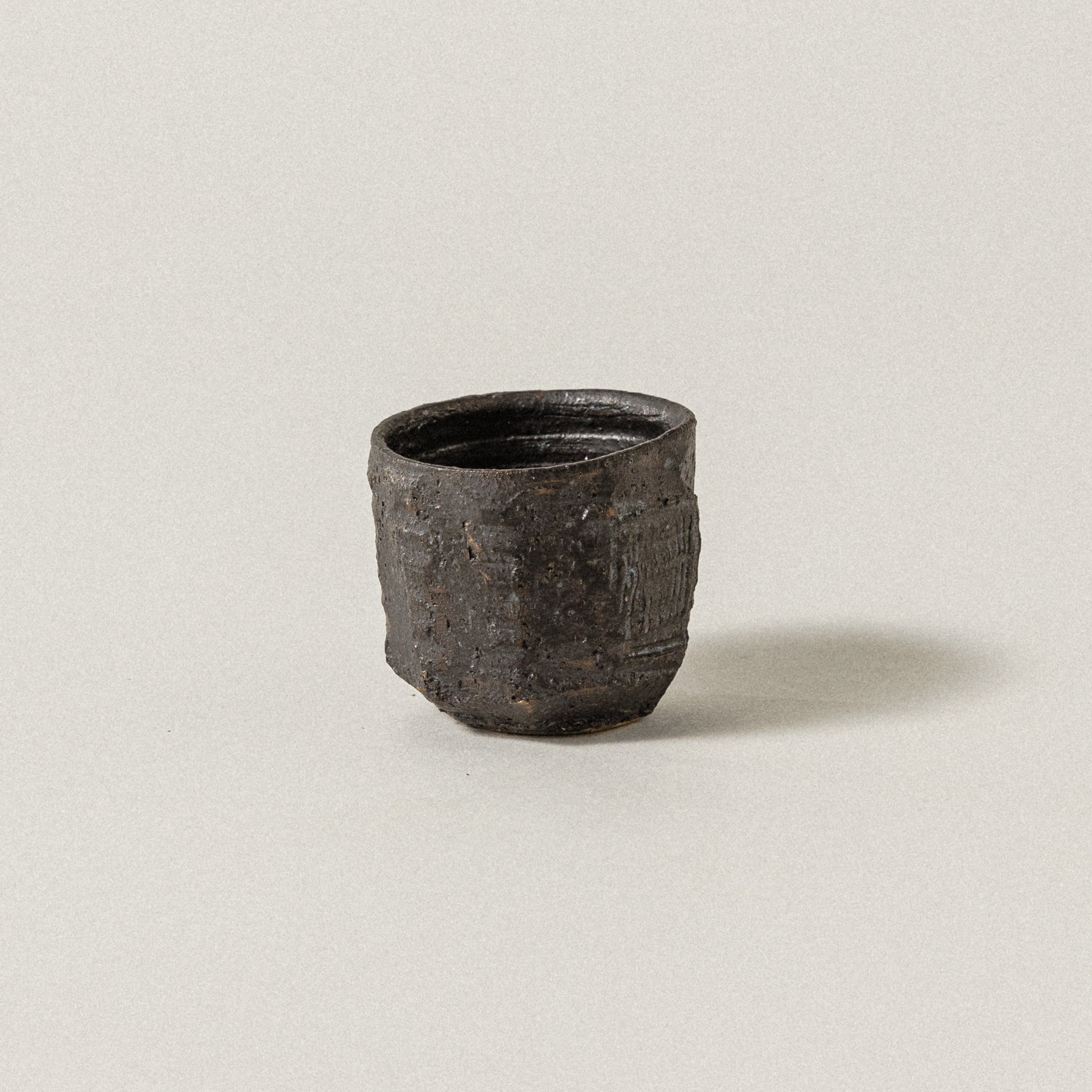 Handmade Carved Tea Cup by Minna Graham - Black