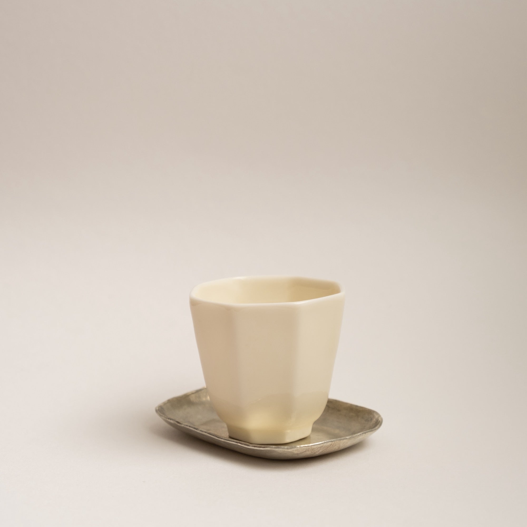 Hand-hammered Pewter Tea Cup Saucer